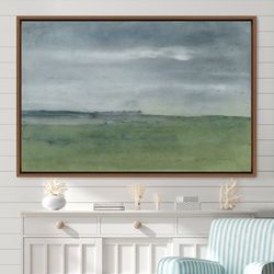 framed canvas oil painting abstract landscape wall art, nature framed large gallery art, vintage art, green art, minimal