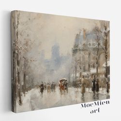 lively winter city canvas, poster vintage christmas wall art christmas canvas poster oil painting cottagecore decor wint