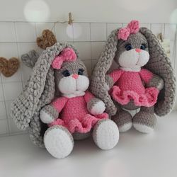 beautiful knitted bunny dolls, crochet bunny, knitted bunny doll, kid's toy, bunny toy