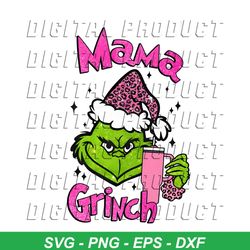 glitter mama grinch christmas png sublimation download