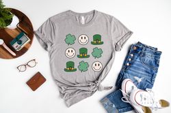 smiley distressed st patty's tee, st patrick's day shirt, shamrock t-shirts, leprechaun shirt, retro st patty's