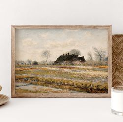 vintage living room landscape painting poster, landscape print, flowers art poster, claude monet art, wildflower field p