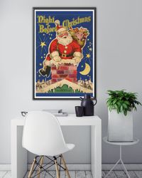 vintage night before christmas book poster! (up to 24 x 36) - c 1947 - santa - reindeer - gifts