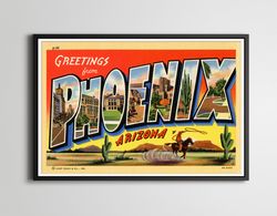 vintage phoenix large letter poster! (up to 24 x 36) - antique travel - united states - lettering - arizona - southwest