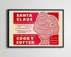 vintage santa cookie cutter box poster! (up to 24 x 36) - cooky - antique - baking - kitchen - holiday