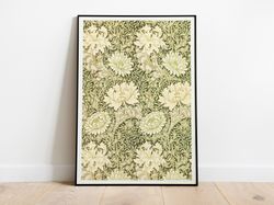 william morris - chrysanthemum flower pattern exhibition poster print, art nouveau, wall art, home decor