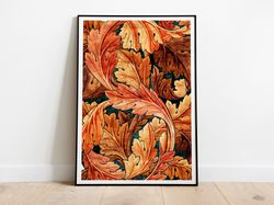 william morris exhibition poster print, art nouveau acanthus textured background, victorian home decor wall art