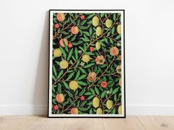 william morris exhibition poster with fruit pattern art nouveau, home decor wall art