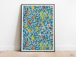 william morris exhibition poster, four fruits pattern, art nouveau, wallpaper, pomegranate pattern, home decor, wall art