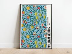 william morris exhibition poster, four fruits pattern, art nouveau, wallpaper, pomegranate pattern, home decor, wall art