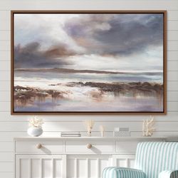 Winter Seascape with Gray Clouds Nature, Modern Art, Canvas Art Print, Frame Large Wall Art, Gift, Wall Decor