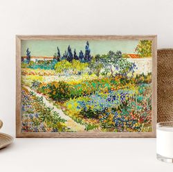 vincent van gogh garden at arles poster, van gogh print, landscape poster, van gogh flowers, botanical poster, van gogh