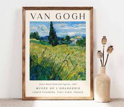 vincent van gogh green wheat field with cypress poster, van gogh flowers, botanical poster, van gogh painting reproducti