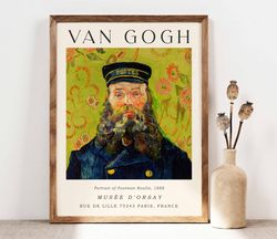 vincent van gogh poster, van gogh portrait print, the postman, joseph roulin 1888, van gogh sunflowers, post-impressioni