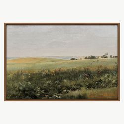 vintage landscape large wall art print oil painting wild flower nature wilderness, green art, vintage art, minimalist ar