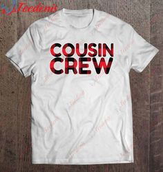 cousin crew red buffalo plaid christmas family matching gift raglan baseball tee t-shirt, christmas family shirts funny