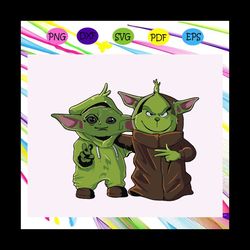 grinch with the child baby yoda , baby yoda svg, yoda svg, grinch svg, the mandalorian, star wars svg, the grinch,for si