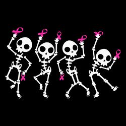 skeletons ribbon breast cancer awareness svg, ribbon dancing skeletons halloween svg, skeletons halloween svg, skeletons