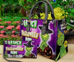 Grinch Christmas Halloween Leather Bag Wallet, Grinchmas Women Shoulder Bag, Grinch Handbag