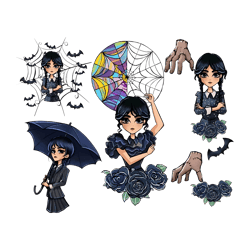 wednesday addams png bundle , wednesday png, nevermore academy png, addam family, jenna ortega png, wednesday dance png