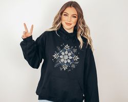 minimalist vintage snowflake hoodie snow flake hoody winter christma s clothing xmas eve boxing day outfit holiday seaso