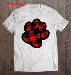 cute paw print dog groomer christmas gift red buffalo plaid pullover t-shirt, christmas family t shirts  wear love, shar