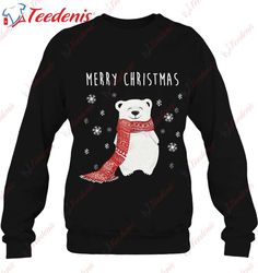 cute polar bear scarf merry christmas xmas holidays gift shirt, kids christmas shirts family  wear love, share beauty