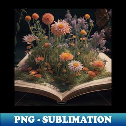 flowers growing from book photo - high-quality png sublimation download - bold & eye-catching