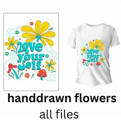 t shirt design template handdrawn flowers  t-shirt svg design, cap svg design , svg sticker