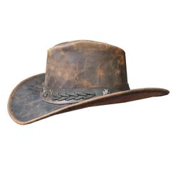 rodeo western cowboy waxed leather bush hat