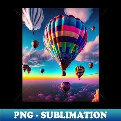 flying hot air balloons in the sky ai generated - exclusive sublimation digital file - unleash your creativity