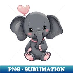 cute elephant with balloon - png sublimation digital download - create with confidence