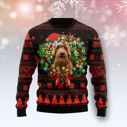 cute goldendoodle sweater, ugly christmas sweater for dog lovers