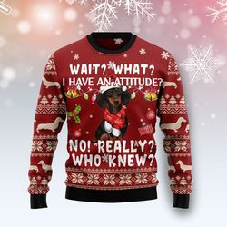 dachshund attitude sweater, ugly christmas sweater for dog lovers