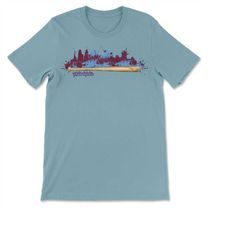 vintage philadelphia city skyline retro baseball bat paint splatter philly baseball fan gift t-shirt, sweatshirt & hoodi