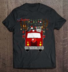 Fire Engine Fire Dept Reindeer Christmas T-Shirt, Funny Christmas Sweaters For Couples  Wear Love, Share Beauty