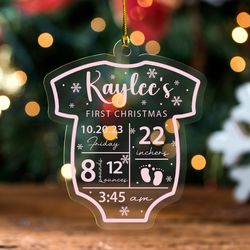 babys first christmas ornament 2023, personalized birth stats, baby announcement