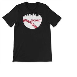 cincinnati ohio baseball city skyline & laces baseball fan t-shirt, sweatshirt  hoodie