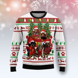 dachshund red truck sweater, ugly christmas sweater for dog lovers