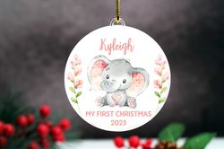 babys first christmas ornament, ornament kid, elephant ornament