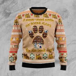 dog and book lover sweater, ugly christmas sweater for dog lovers