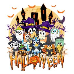 bluey and friends happy halloween png sublimation