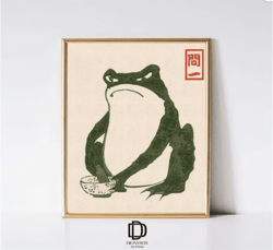 japanese matsumoto hoji frog print, vintage frog woodblock