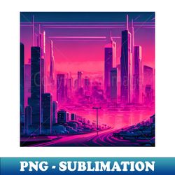 vaporwave city scape - signature sublimation png file - add a festive touch to every day