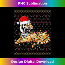 wearing tiger xmas lights santa hat tiger christmas ugly tank to - timeless png sublimation download - infuse everyday with a celebratory spirit