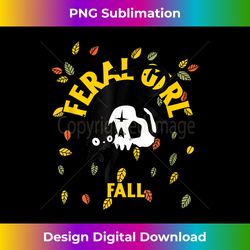 feral girl fall black cat skull - sophisticated png sublimation file - elevate your style with intricate details