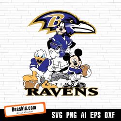 baltimore ravens football mickey svg design for cricut silhouette cut files layered and print and cut, nfl svg, ravens s