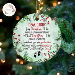 personalized dear daddy from baby bump christmas ornament, pregnancy announcement, daddy to be christmas ornament