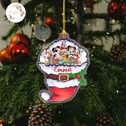 personalized mickey  friends christmas santa hat ornament, disney family christmas tree hanging ornament