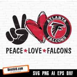 peace love falcons svg, sport svg, football svg, football teams svg, nfl svg, atlanta falcons svg, falcons football team